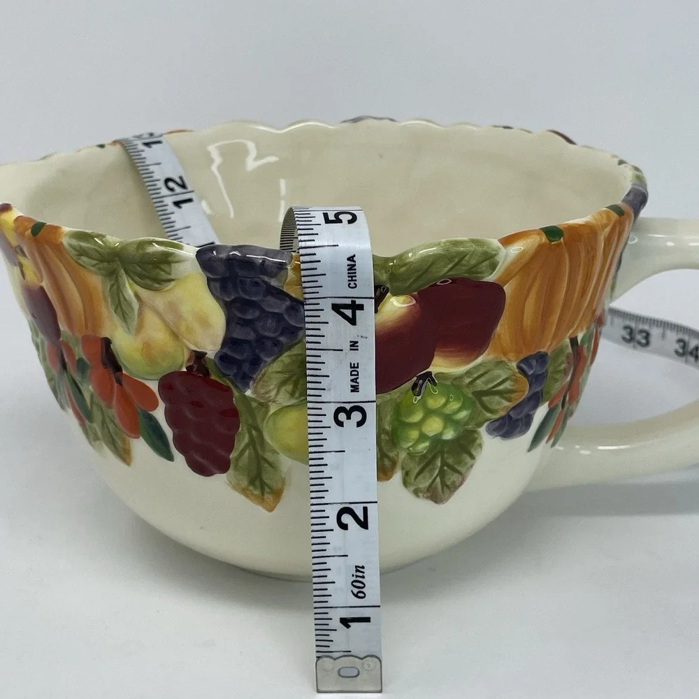 Harry David‎ Embossed Pitcher Serving Bowl 2007 Painted Fall Fruit Thanksgiving